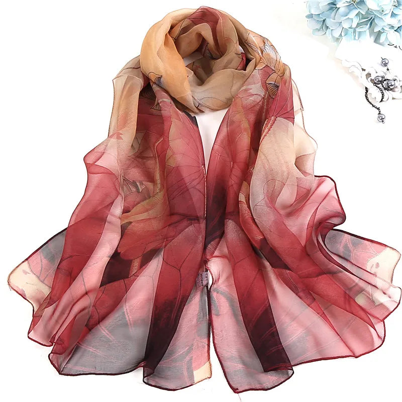 Floral Silk Beach Scarf – Women Spring/Summer