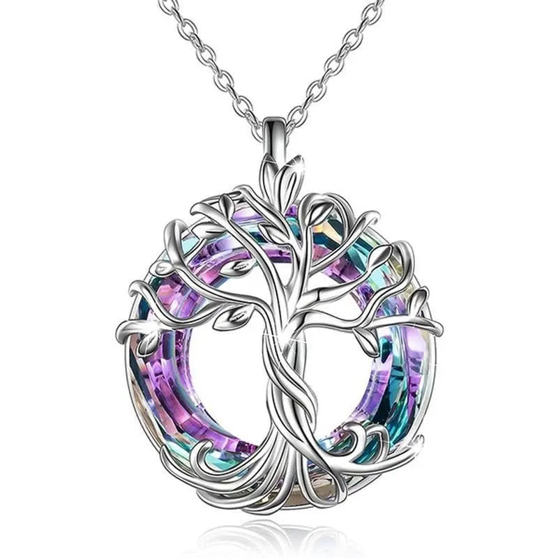 Tree of Life Necklace with Crystals and Celtic Design
