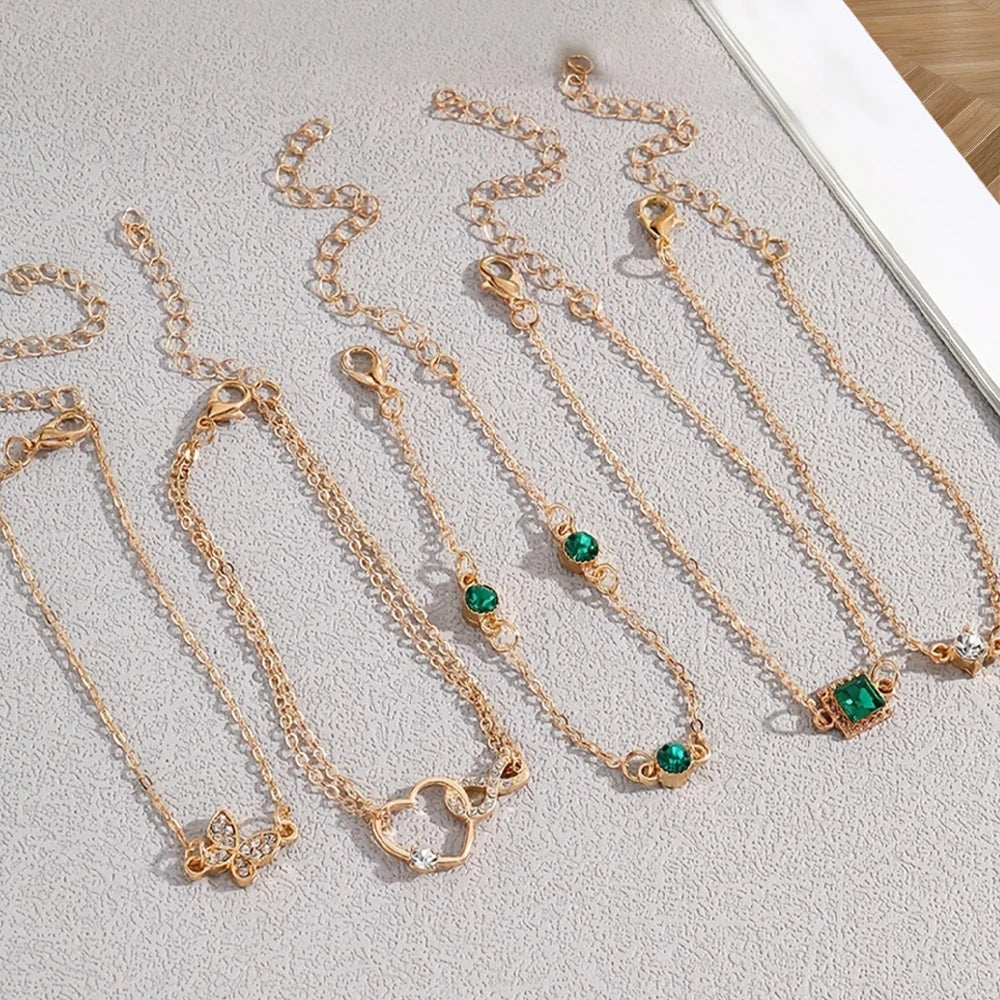 Vintage Rhinestone Bracelet Set (5pcs)