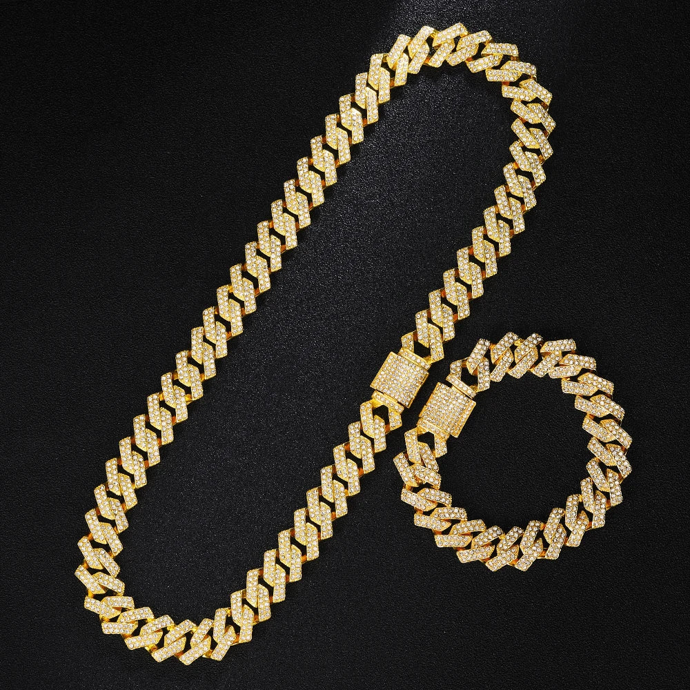 Gold Cuban Chain Watch & Bracelet Set for Men