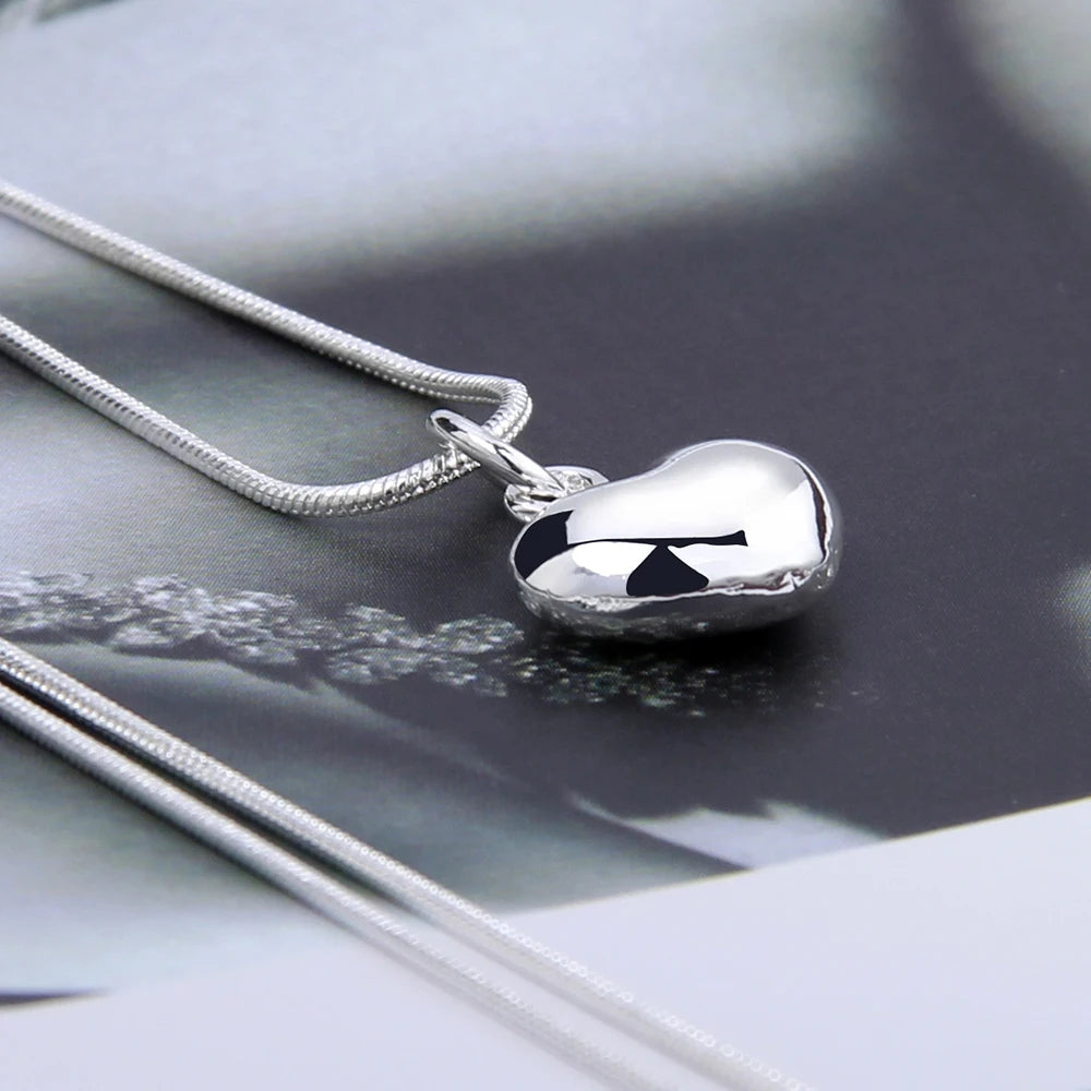 Silver Color Solid Small Heart Pendant Necklace