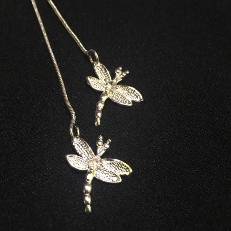 Silver Dragonfly Pendant Necklace