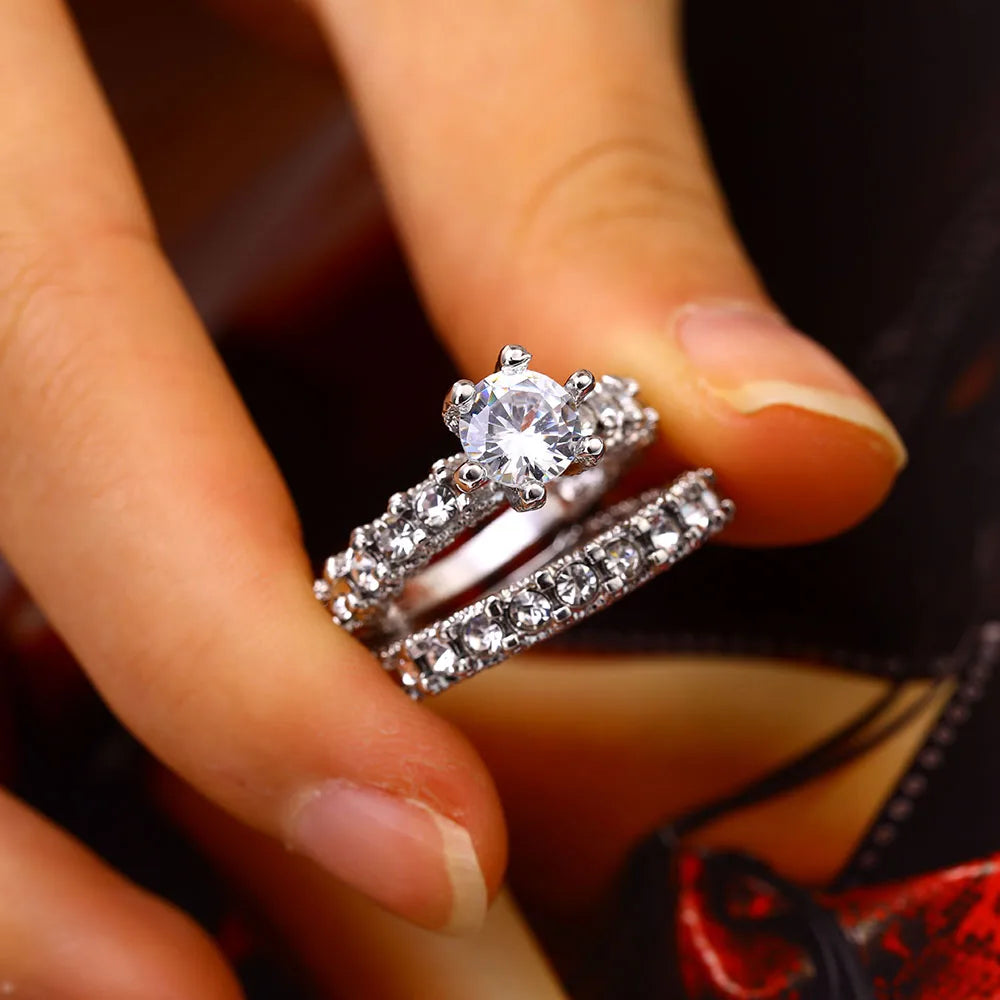 Elegant Zircon Wedding Ring Set for Women