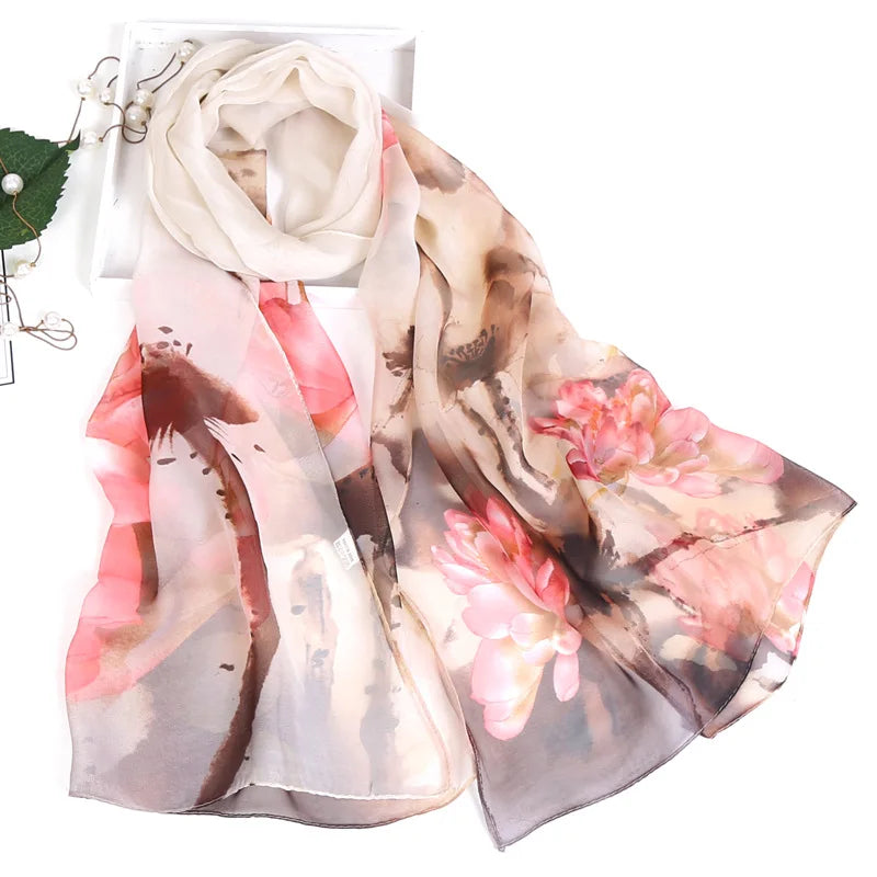 Floral Silk Beach Scarf – Women Spring/Summer