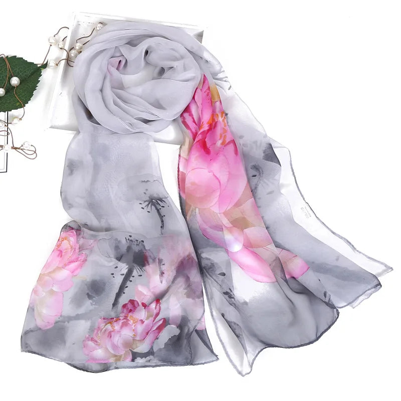 Floral Silk Beach Scarf – Women Spring/Summer