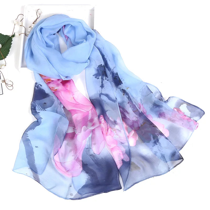 Floral Silk Beach Scarf – Women Spring/Summer