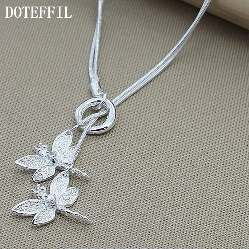 Silver Dragonfly Pendant Necklace
