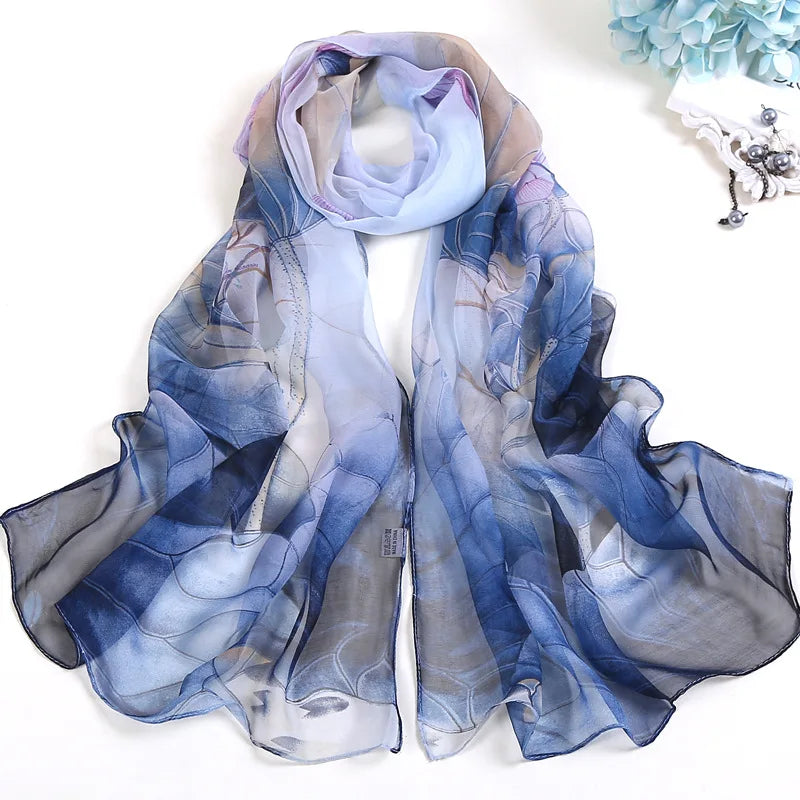 Floral Silk Beach Scarf – Women Spring/Summer