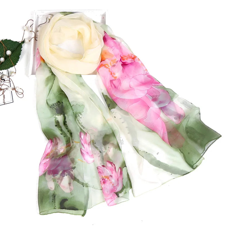 Floral Silk Beach Scarf – Women Spring/Summer