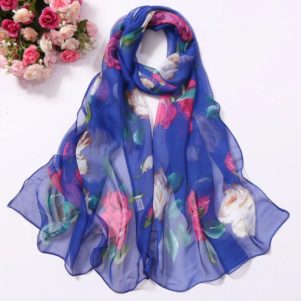 Floral Silk Beach Scarf – Women Spring/Summer