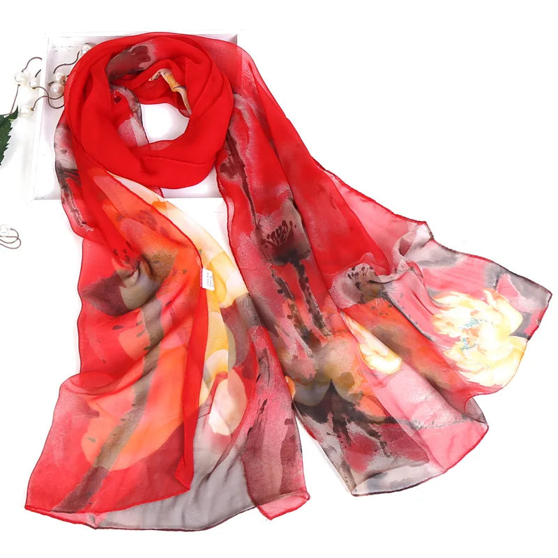 Floral Silk Beach Scarf – Women Spring/Summer