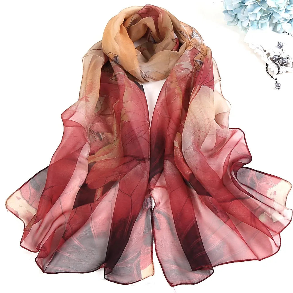 Floral Silk Beach Scarf – Women Spring/Summer