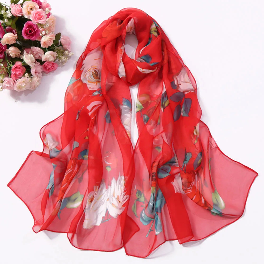 Floral Silk Beach Scarf – Women Spring/Summer