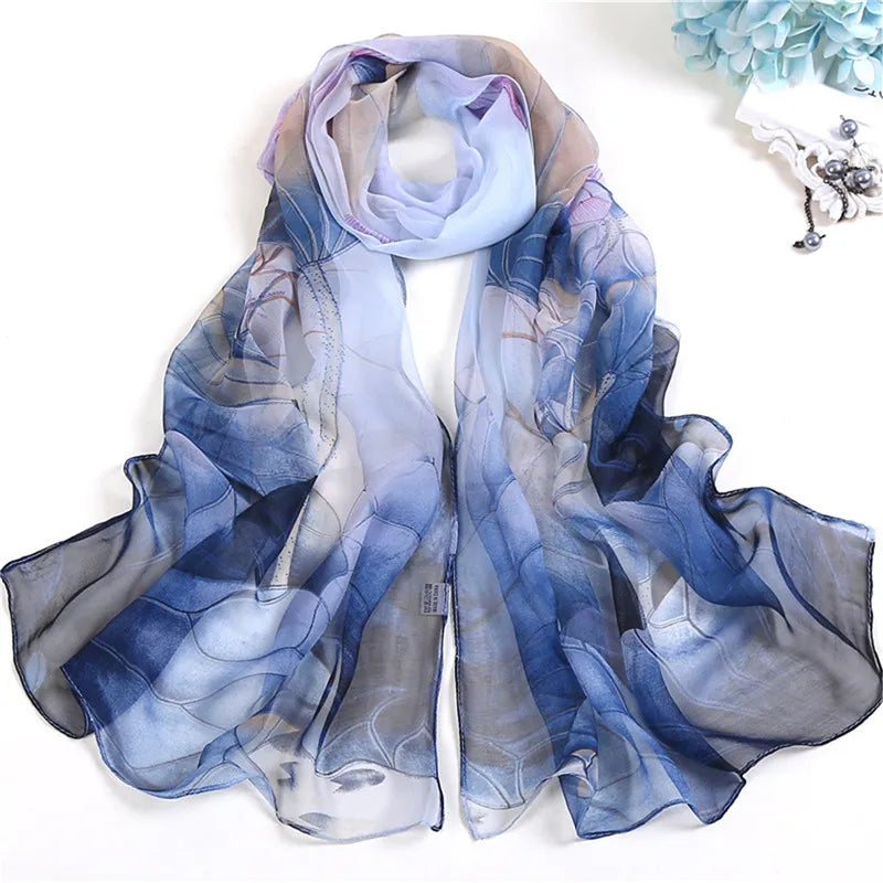 Floral Silk Beach Scarf – Women Spring/Summer