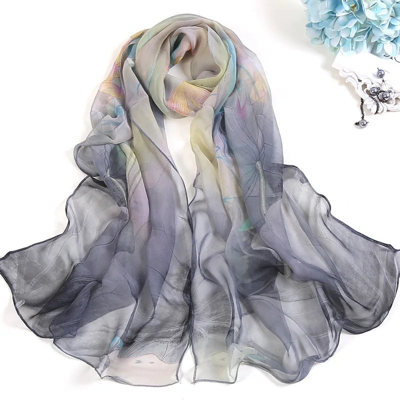 Floral Silk Beach Scarf – Women Spring/Summer