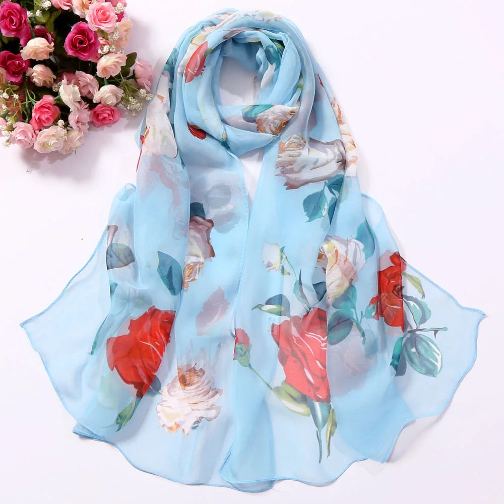 Floral Silk Beach Scarf – Women Spring/Summer