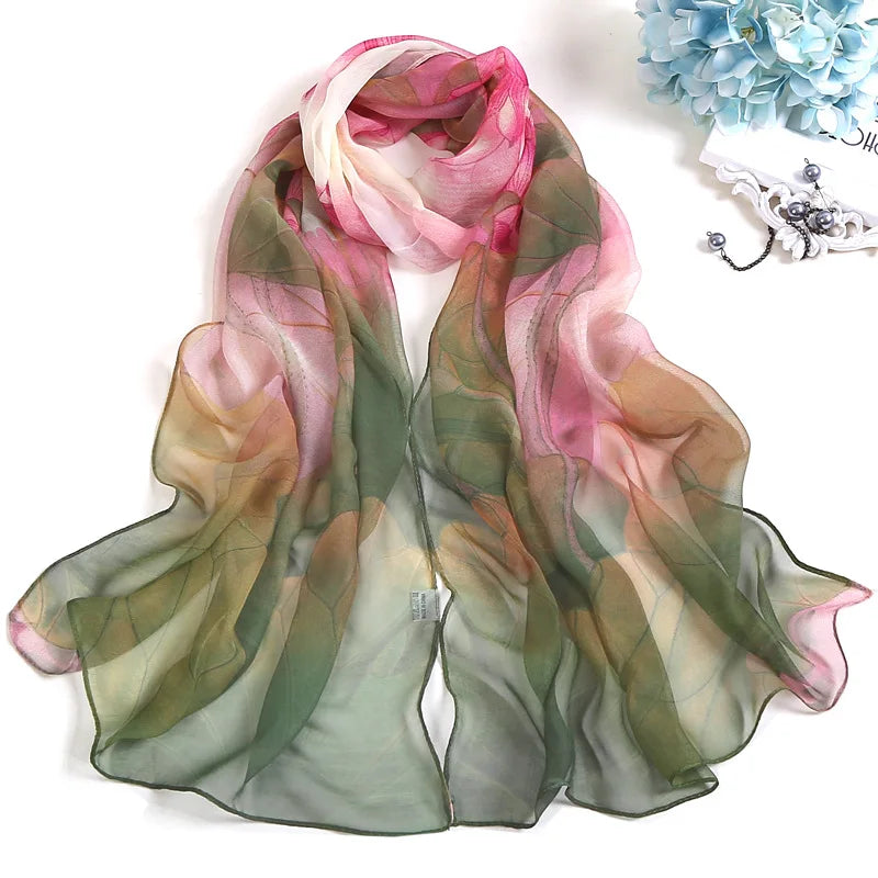 Floral Silk Beach Scarf – Women Spring/Summer