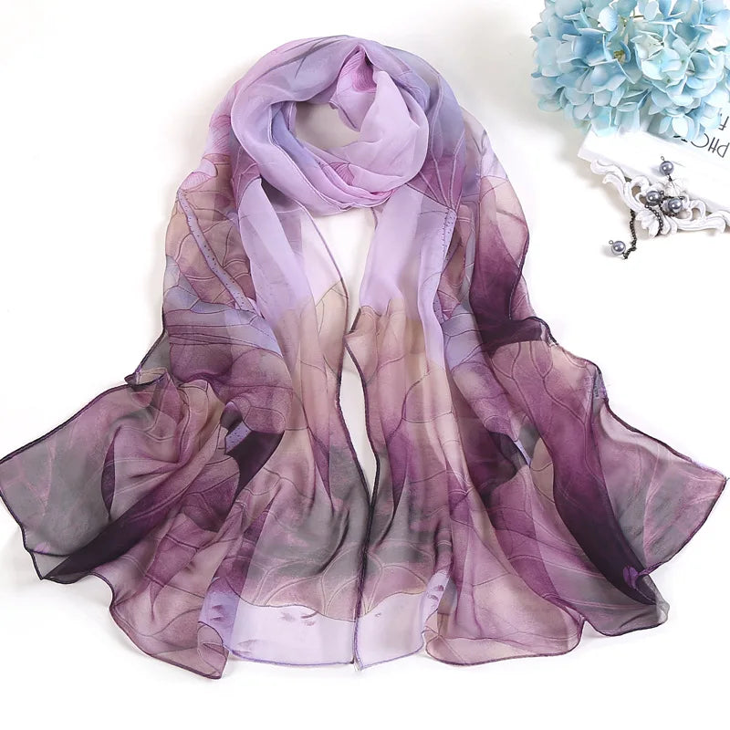 Floral Silk Beach Scarf – Women Spring/Summer