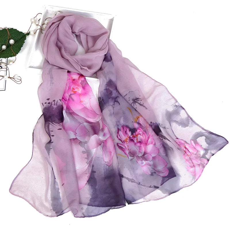 Floral Silk Beach Scarf – Women Spring/Summer
