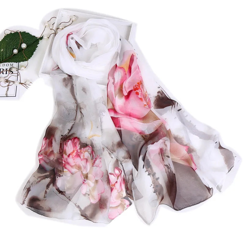 Floral Silk Beach Scarf – Women Spring/Summer