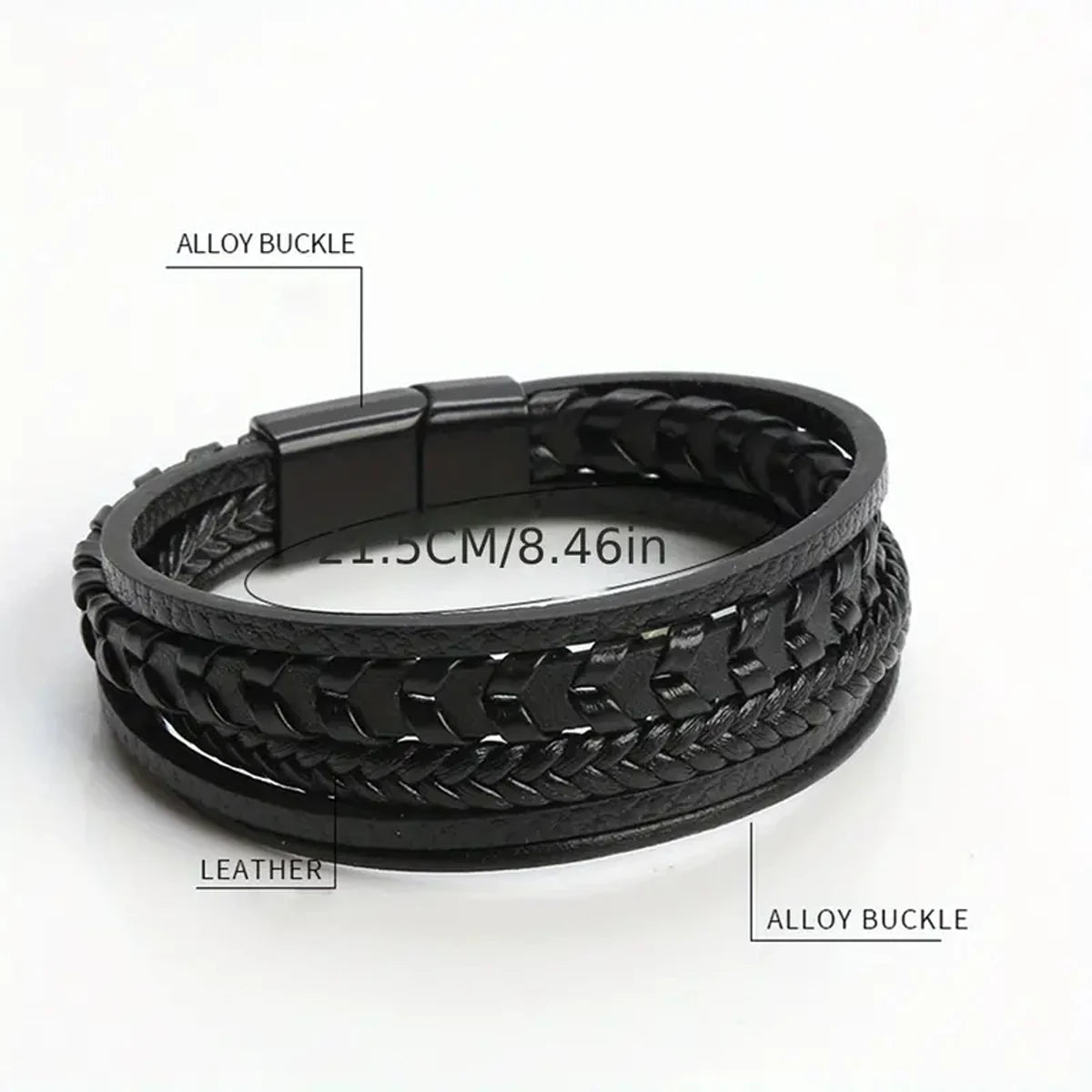 Men’s Vintage Leather Braided Bracelet – Magnetic Buckle.
