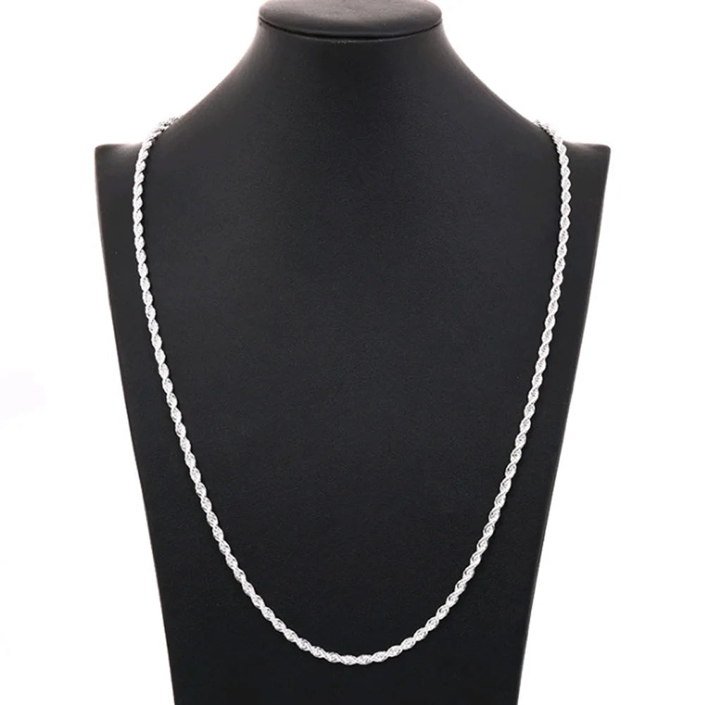 4mm Twisted Chain Necklace & Bracelet Set (2 Pcs)