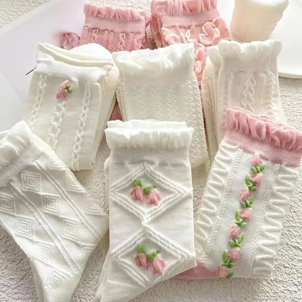 5 Pairs of Lolita Harajuku Lace Socks for Women
