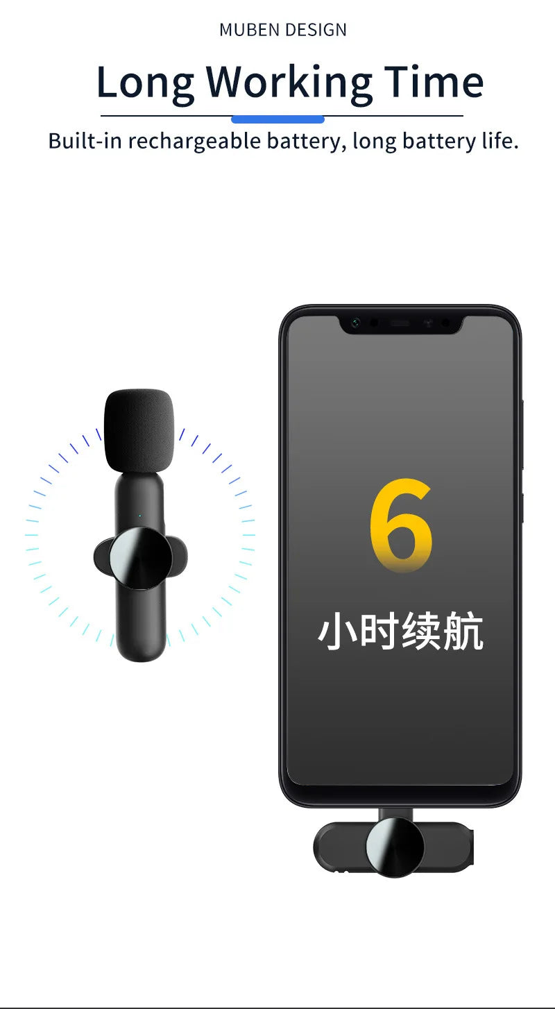 Wireless Lavalier Microphone for iPhone & Android