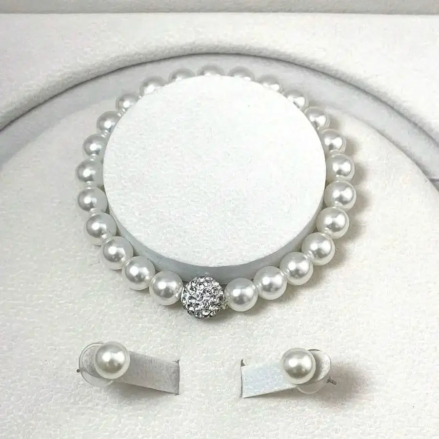 3-Piece Pearl & Crystal Jewelry Set for Women