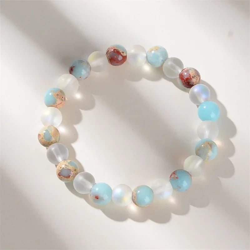 Aura Quartz & Ocean Sediment Bead Bracelet – Abundance.