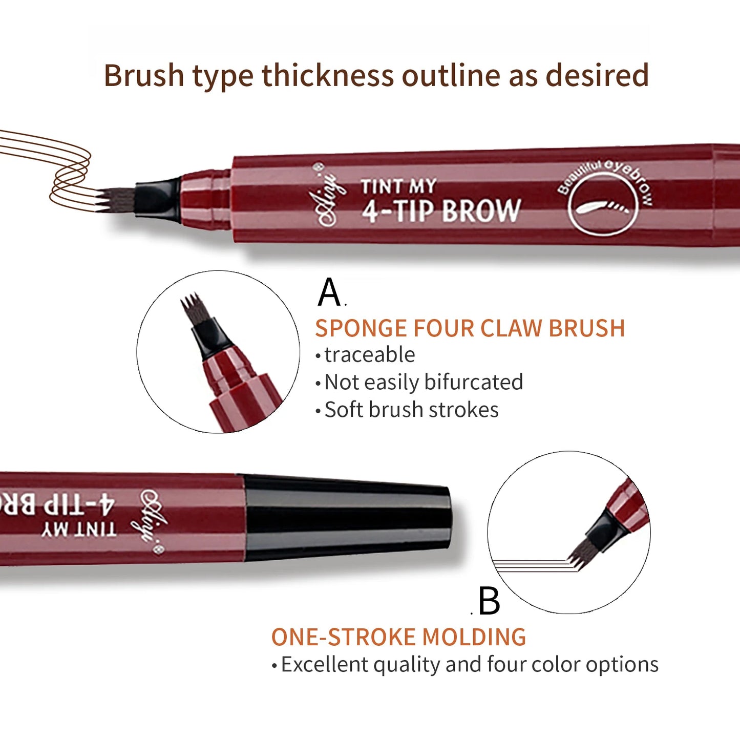 4-Prong Long-Lasting Eyebrow Pencil – Waterproof