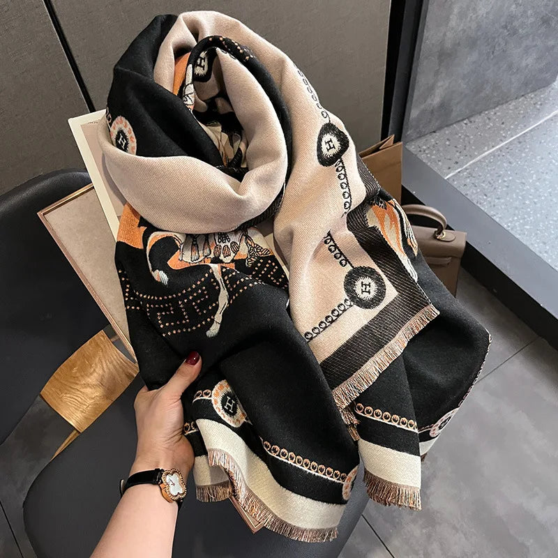 Winter Faux Cashmere Scarf – Thick Warm Shawl