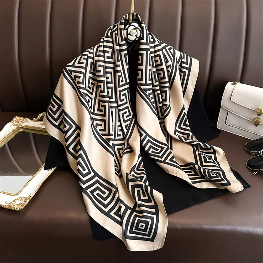 Women Satin Square Scarf 90x90CM