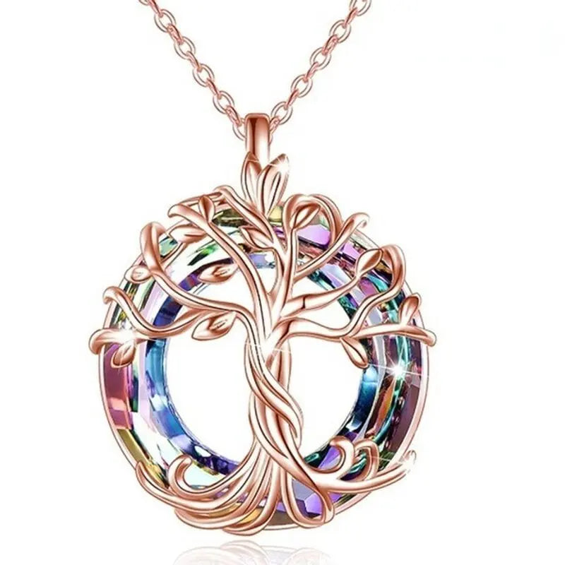 Tree of Life Necklace with Crystals and Celtic Design