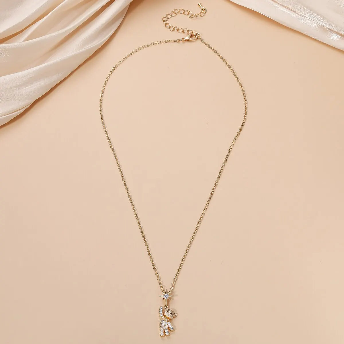 Charming Bear Pendant Necklace with Zirconia