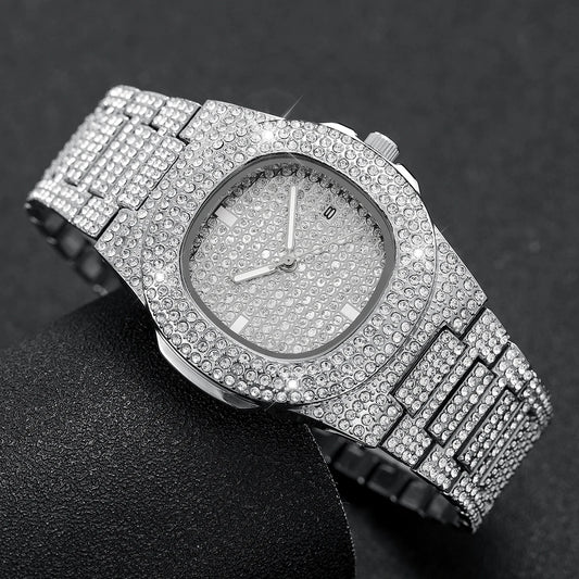 Luxury Men's Diamond Stainless Steel Watch