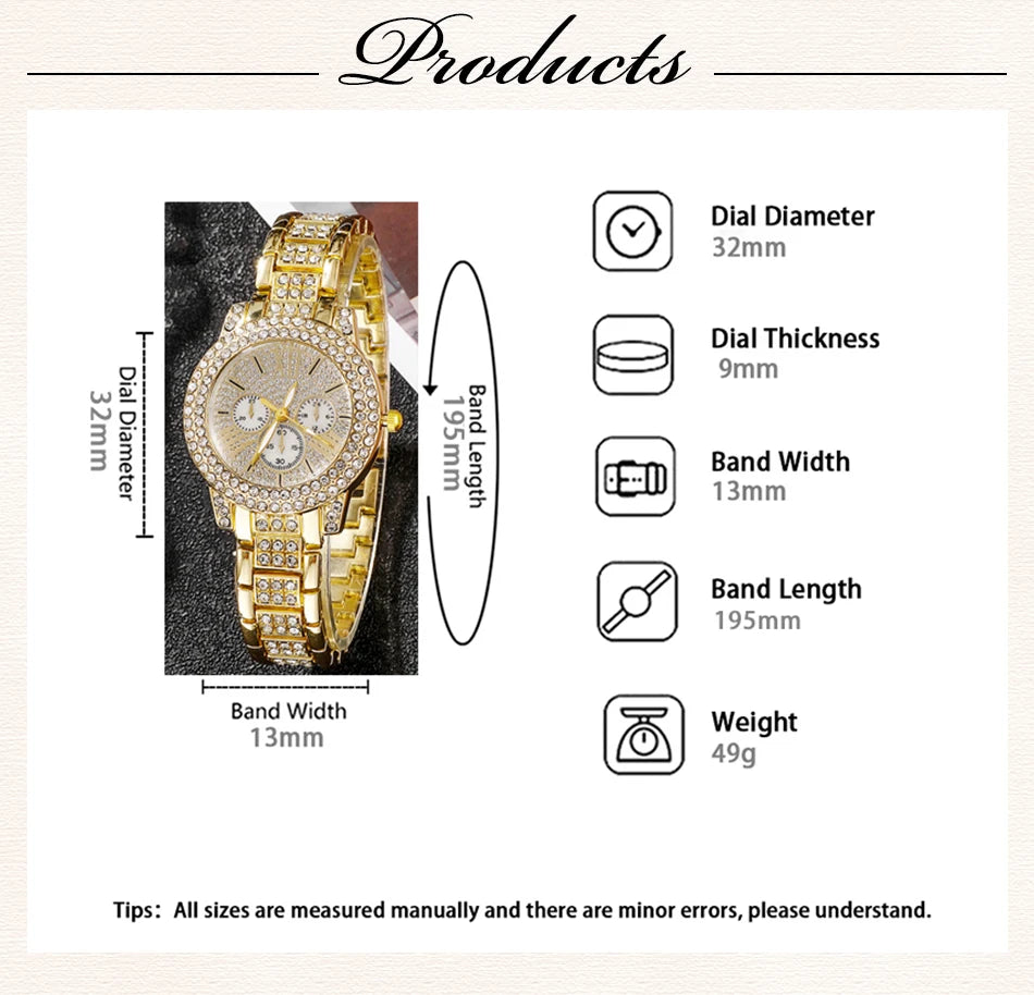 Gold color  Women's Quartz Watch Set