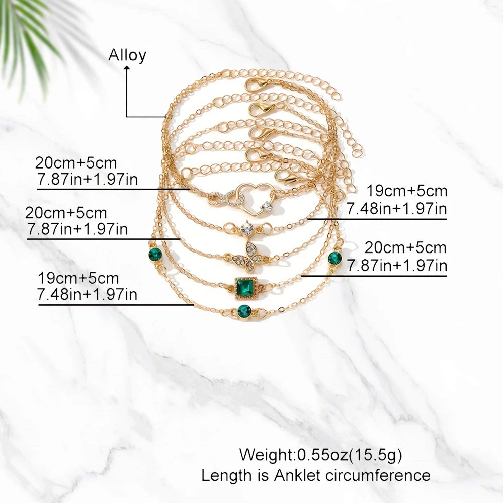 Vintage Rhinestone Bracelet Set (5pcs)