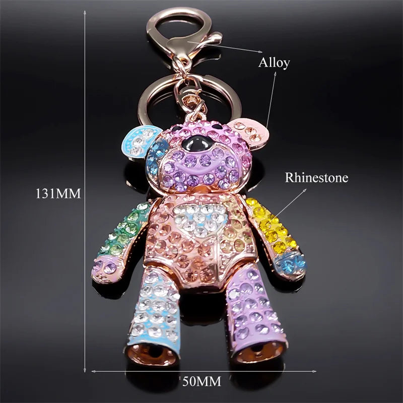 Colorful Crystal Bear Keychain – Bag Accessory