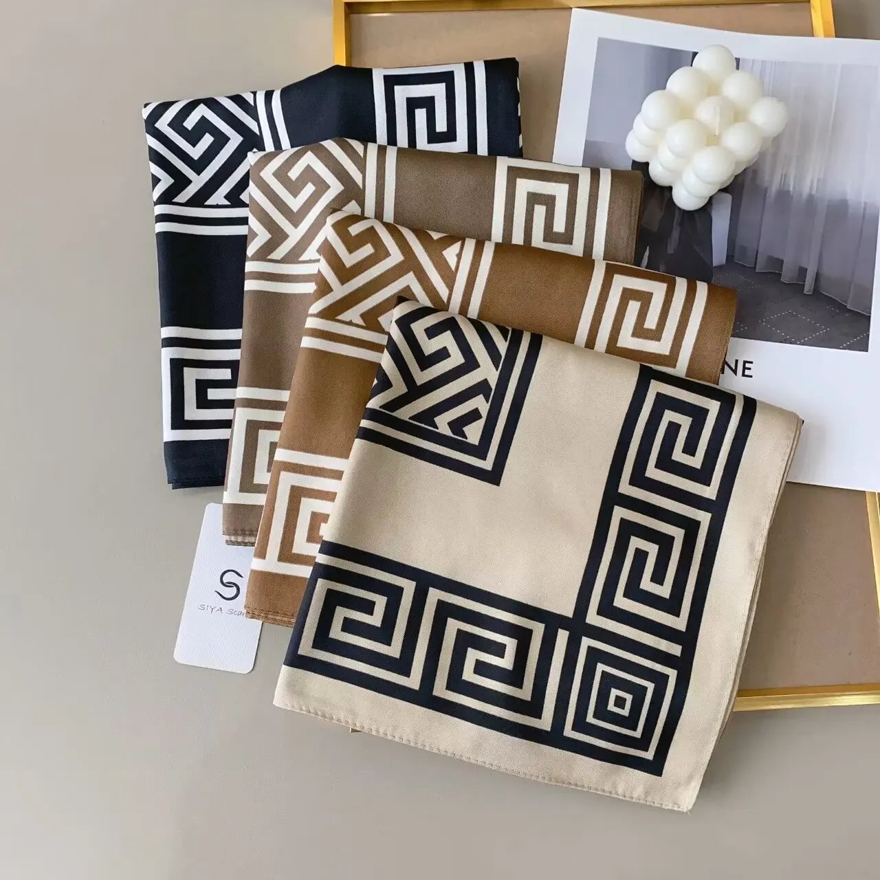 Women Satin Square Scarf 90x90CM