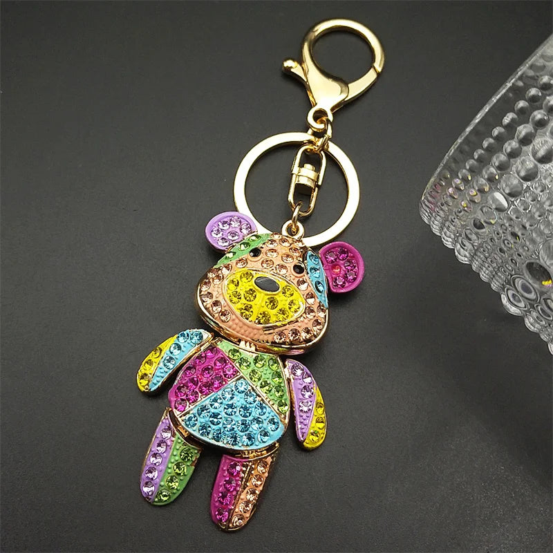 Colorful Crystal Bear Keychain – Bag Accessory