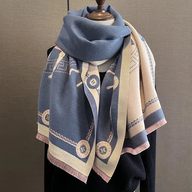 Winter Faux Cashmere Scarf – Thick Warm Shawl