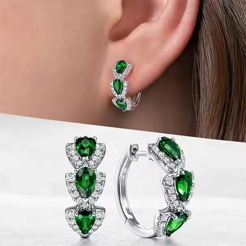 Sparkling Gem Hoop Earrings – Elegant & Simple Style