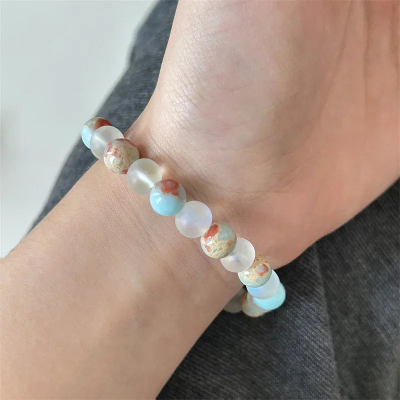Aura Quartz & Ocean Sediment Bead Bracelet – Abundance.