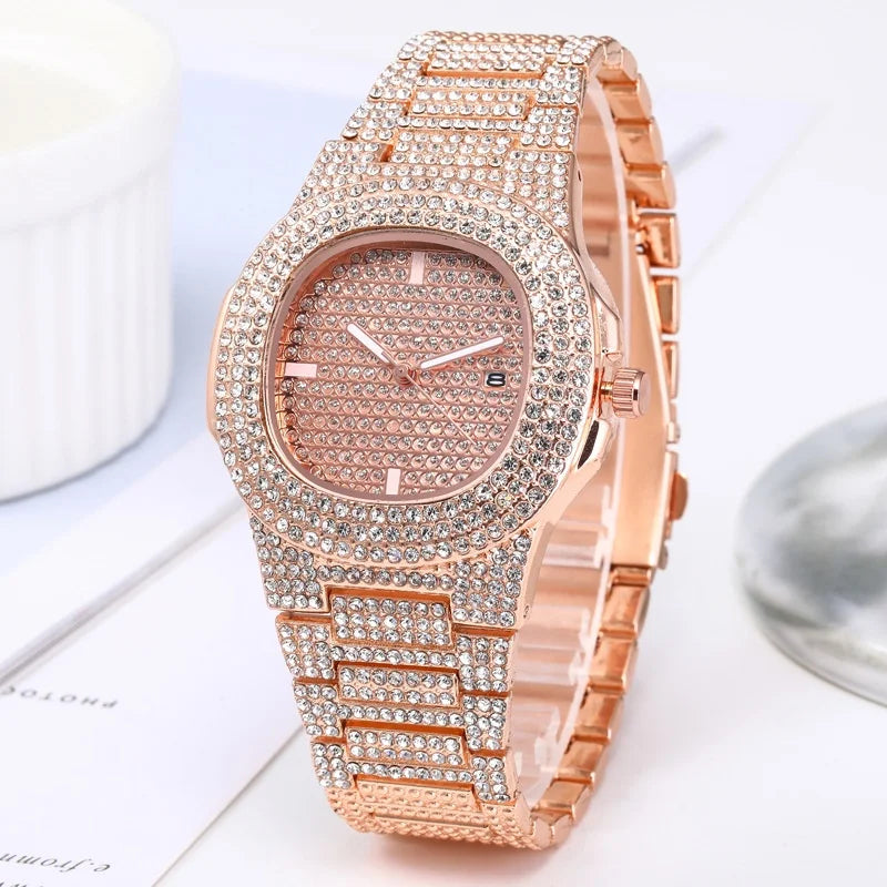 Luxury Men's Diamond Stainless Steel Watch