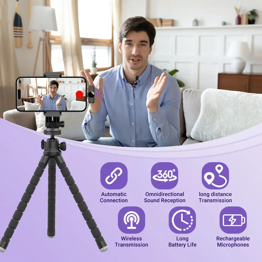 Wireless Lavalier Microphone for iPhone & Android