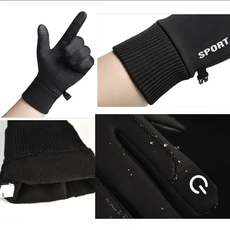 Black Winter Waterproof Touchscreen Gloves