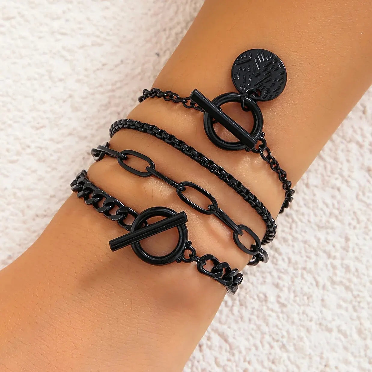 Punk Cuban Chain Coin Pendant Bracelet for Women.