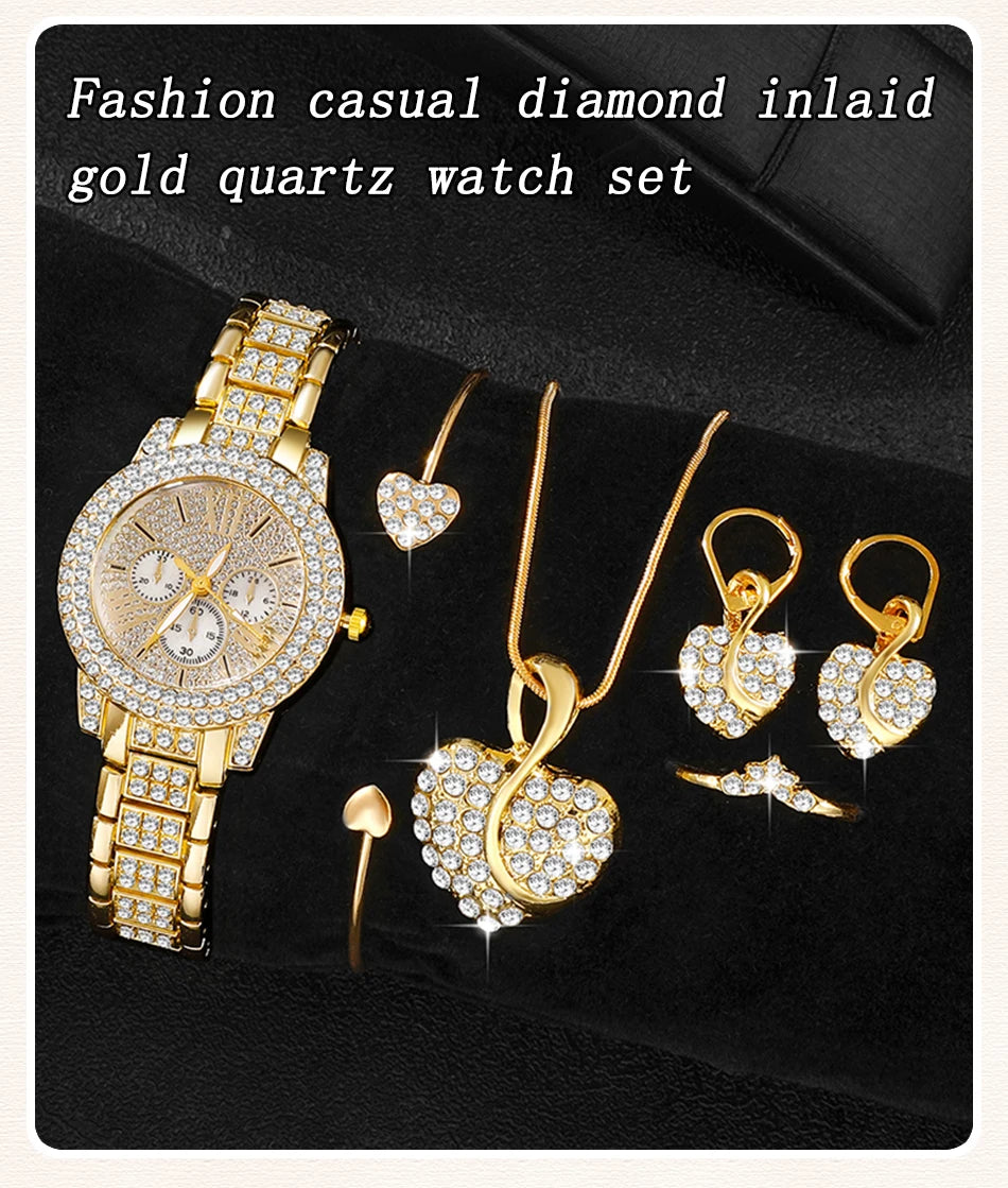Gold color  Women's Quartz Watch Set