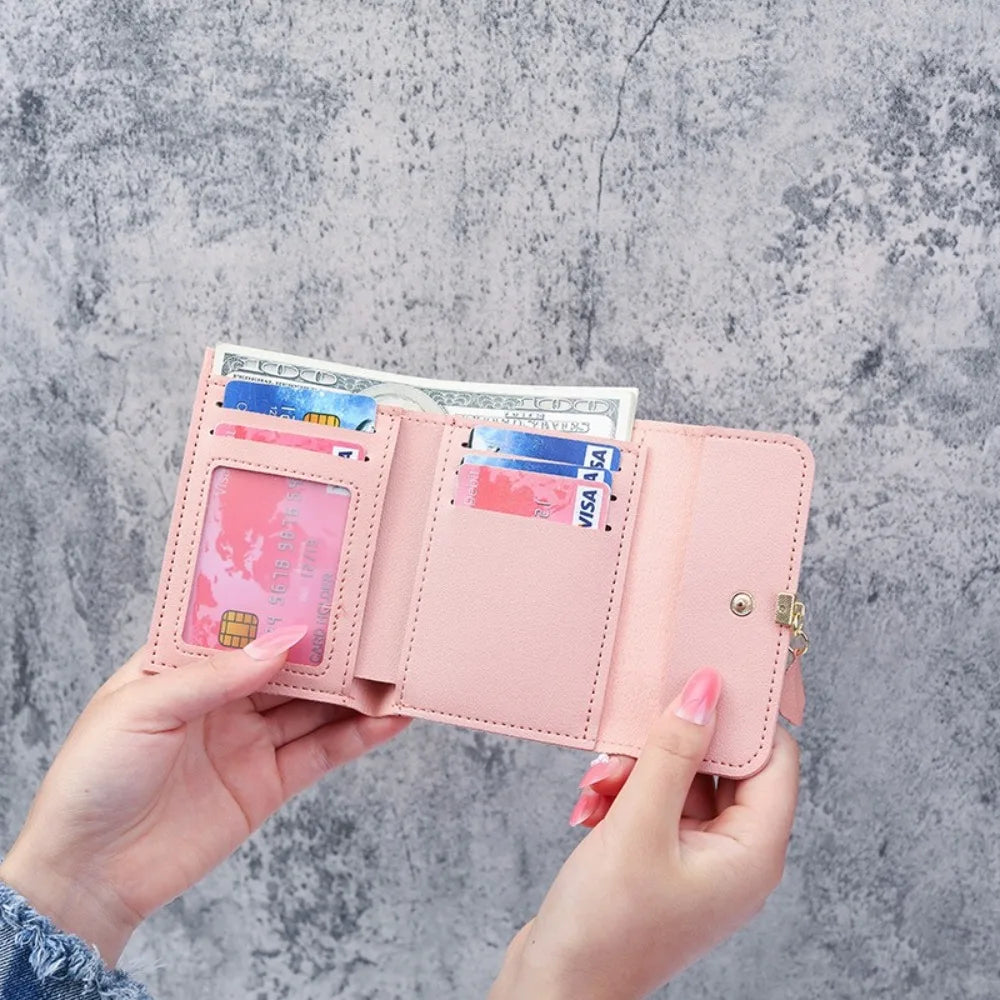 Korean Style Small Tri-Fold Wallet – Coin & Money Clip